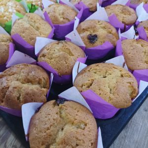 Muffin de tofe con arándanos